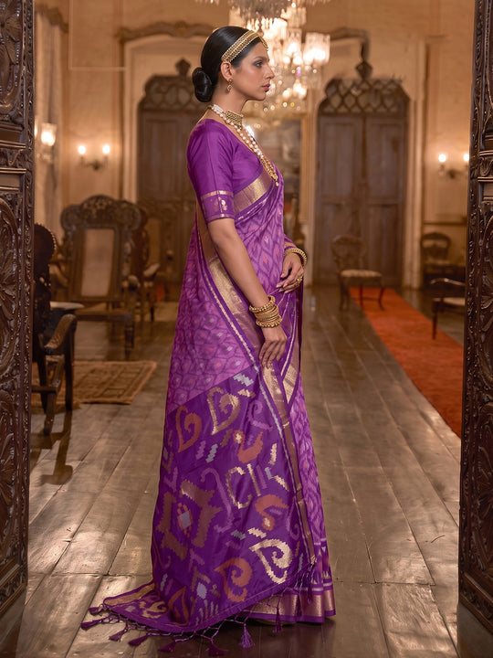 Lavender Soft Silk Saree With Blouse Piece