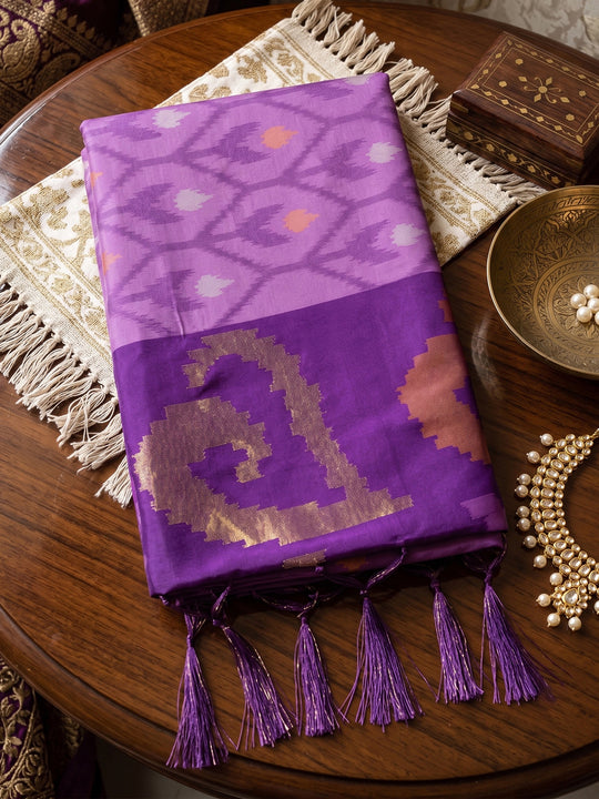 Lavender Soft Silk Saree With Blouse Piece