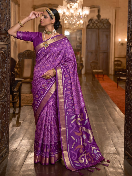 Lavender Soft Silk Saree With Blouse Piece