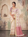 Cream Linen Saree With Blouse Piece