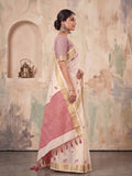 Cream Linen Saree With Blouse Piece