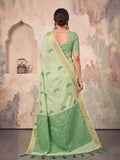 Light Green Linen Saree With Blouse Piece