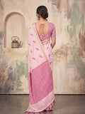 Light Pink Linen Saree With Blouse Piece