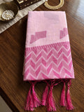 Light Pink Linen Saree With Blouse Piece