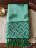 Teal Green Linen Saree With Blouse Piece