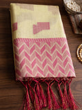 Light Yellow Linen Saree With Blouse Piece