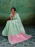 RAMA COLOR Linen Cotton SILK Saree With Blouse Piece