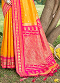 Yellow Soft silk Saree With Blouse Piece