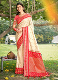 Cream Soft silk Saree With Blouse Piece