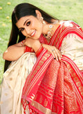Cream Soft silk Saree With Blouse Piece
