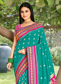 Sea Green Soft silk Saree With Blouse Piece