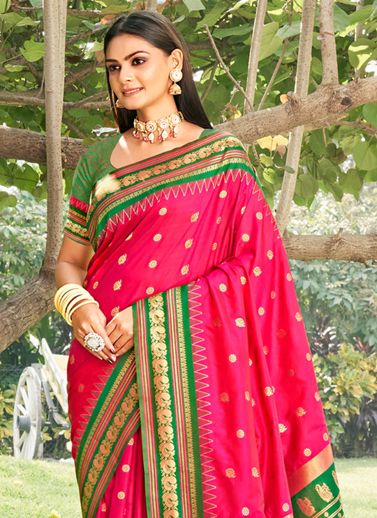 Pink Soft silk Saree With Blouse Piece