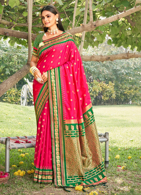 Pink Soft silk Saree With Blouse Piece
