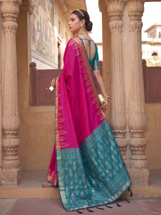 Pink Soft Silk Saree With Blouse Piece