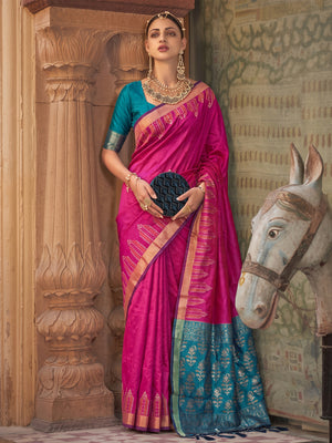 Pink Soft Silk Saree With Blouse Piece