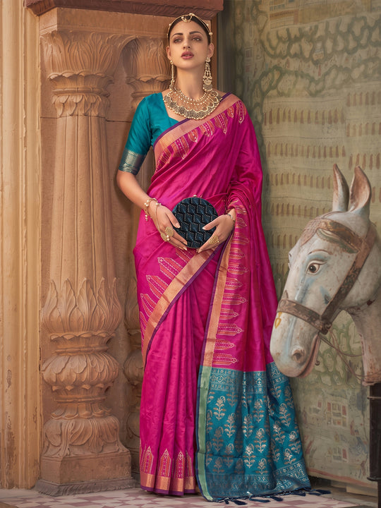 Pink Soft Silk Saree With Blouse Piece
