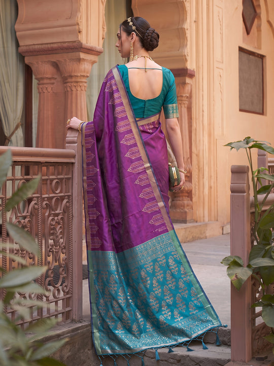 Purple Soft Silk Saree With Blouse Piece