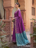 Purple Soft Silk Saree With Blouse Piece