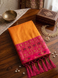 Orange Yellow Soft Silk Saree With Blouse Piece