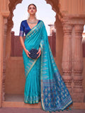 Sky Blue Soft Silk Saree With Blouse Piece