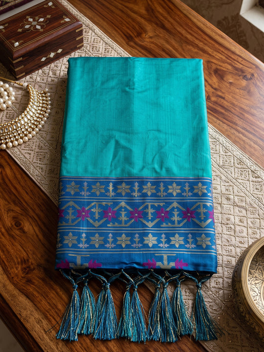 Sky Blue Soft Silk Saree With Blouse Piece