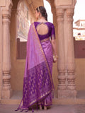 Violet Soft Silk Saree With Blouse Piece