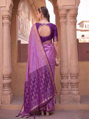 Violet Soft Silk Saree With Blouse Piece
