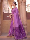 Violet Soft Silk Saree With Blouse Piece