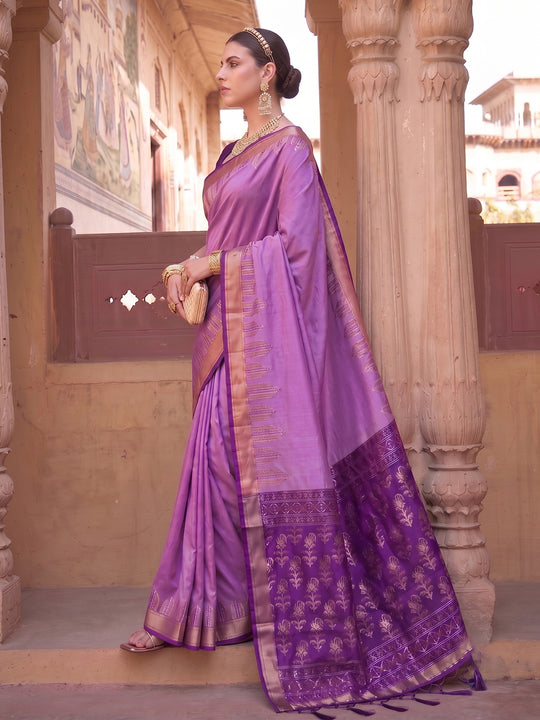 Violet Soft Silk Saree With Blouse Piece