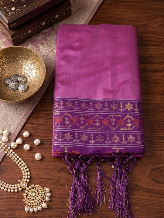 Violet Soft Silk Saree With Blouse Piece