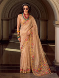 Beige Tissue Silk Saree With Blouse Piece