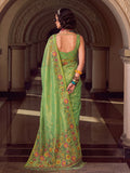 Light Green Tissue Silk Saree With Blouse Piece