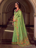 Light Green Tissue Silk Saree With Blouse Piece