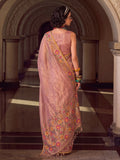 Light Pink Tissue Silk Saree With Blouse Piece