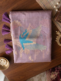 Purple Linen Cotton Saree With Blouse Piece