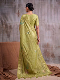 Light Green Linen Cotton Saree With Blouse Piece