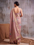 LIGHT Pink Linen Cotton Saree With Blouse Piece