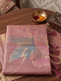 LIGHT Pink Linen Cotton Saree With Blouse Piece