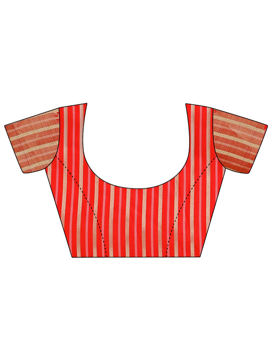 Peach Organza Saree With Blouse Piece