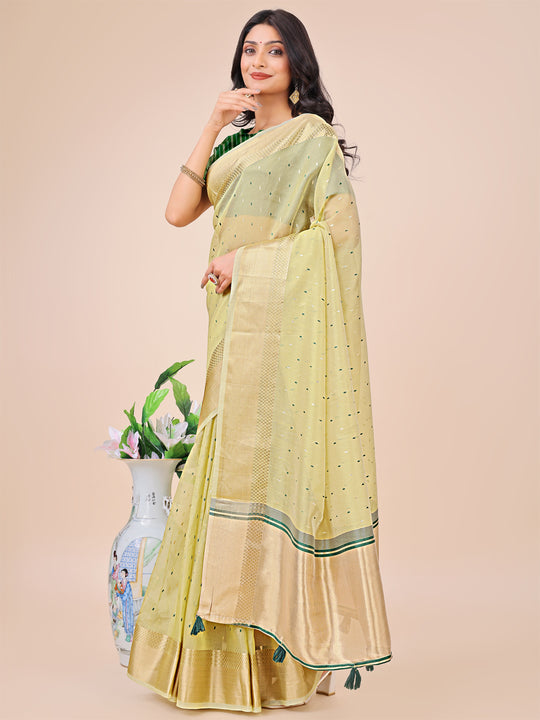 Light Green Organza Saree With Blouse Piece