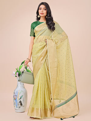 Light Green Organza Saree With Blouse Piece