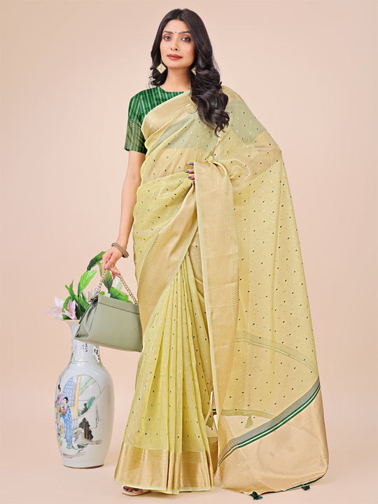 Light Green Organza Saree With Blouse Piece