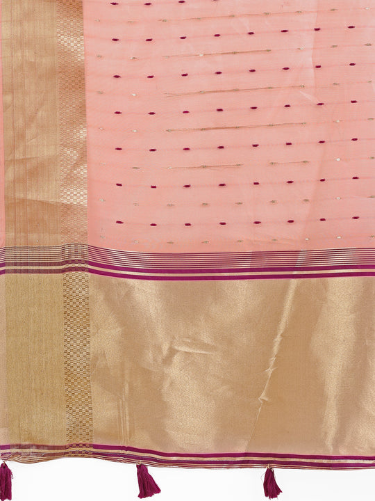 Light Pink Organza Saree With Blouse Piece