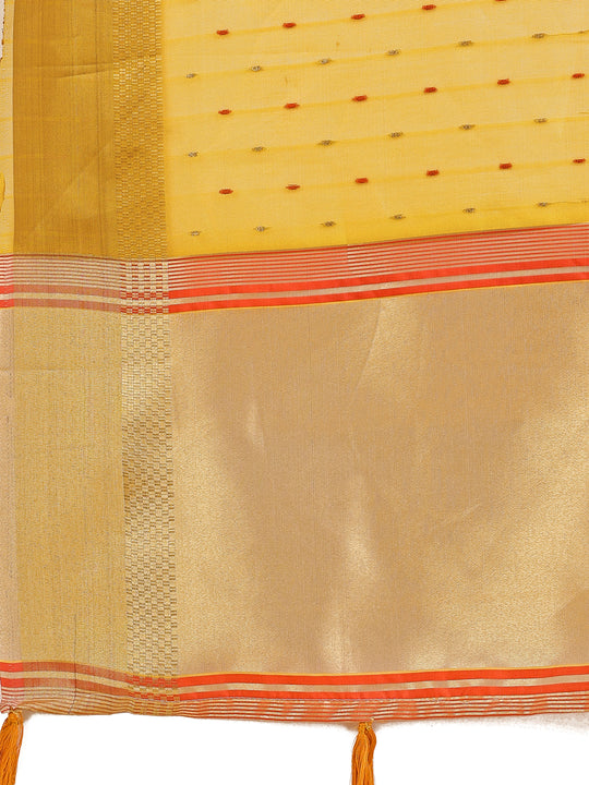 Yellow Organza Saree With Blouse Piece