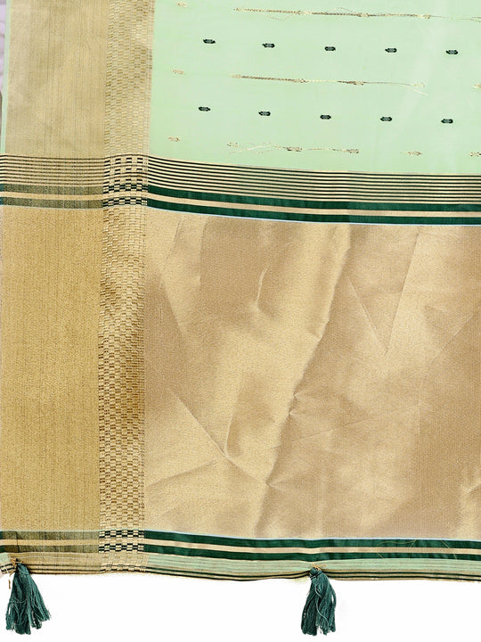 Olive Green Organza Saree With Blouse Piece