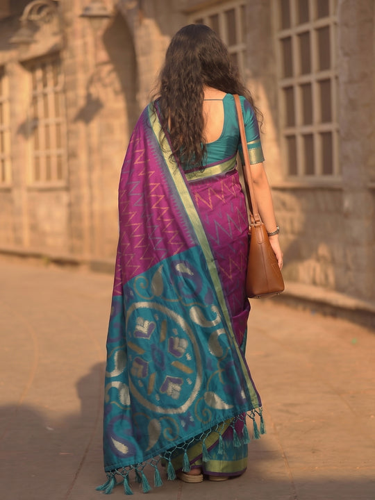 Purple Soft Silk Saree With Blouse Piece