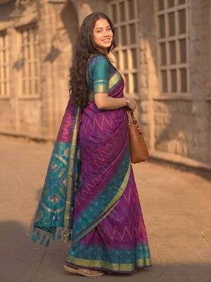 Purple Soft Silk Saree With Blouse Piece