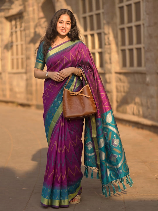 Purple Soft Silk Saree With Blouse Piece