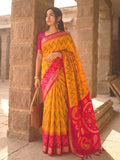 YELLOW Soft Silk Saree With Blouse Piece