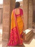 YELLOW Soft Silk Saree With Blouse Piece